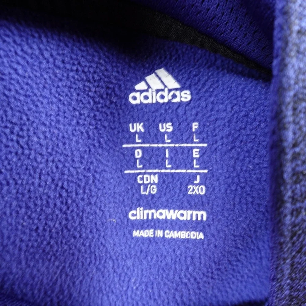 Adidas‎ Sweater Mens L Blue Logo ClimaWarm Pullover Sweatshirt Hoodie Athletic